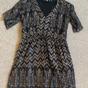 Black & Gold Free People Bohemian Dress